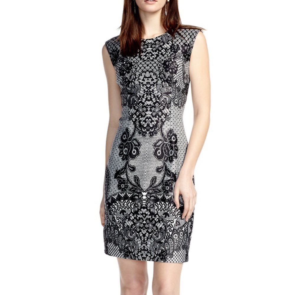 Chetta B mock lace stretch sheath